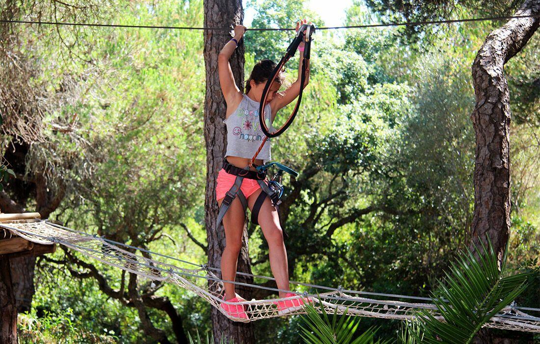"adventure park" where you will find challenges such as bridges, rope nets and also giant zip lines.